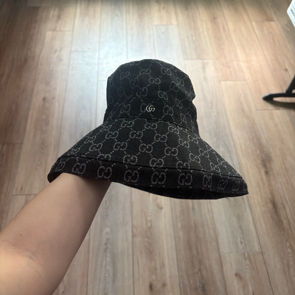 Black Monogram Bucket Hat with Subtle Logo
